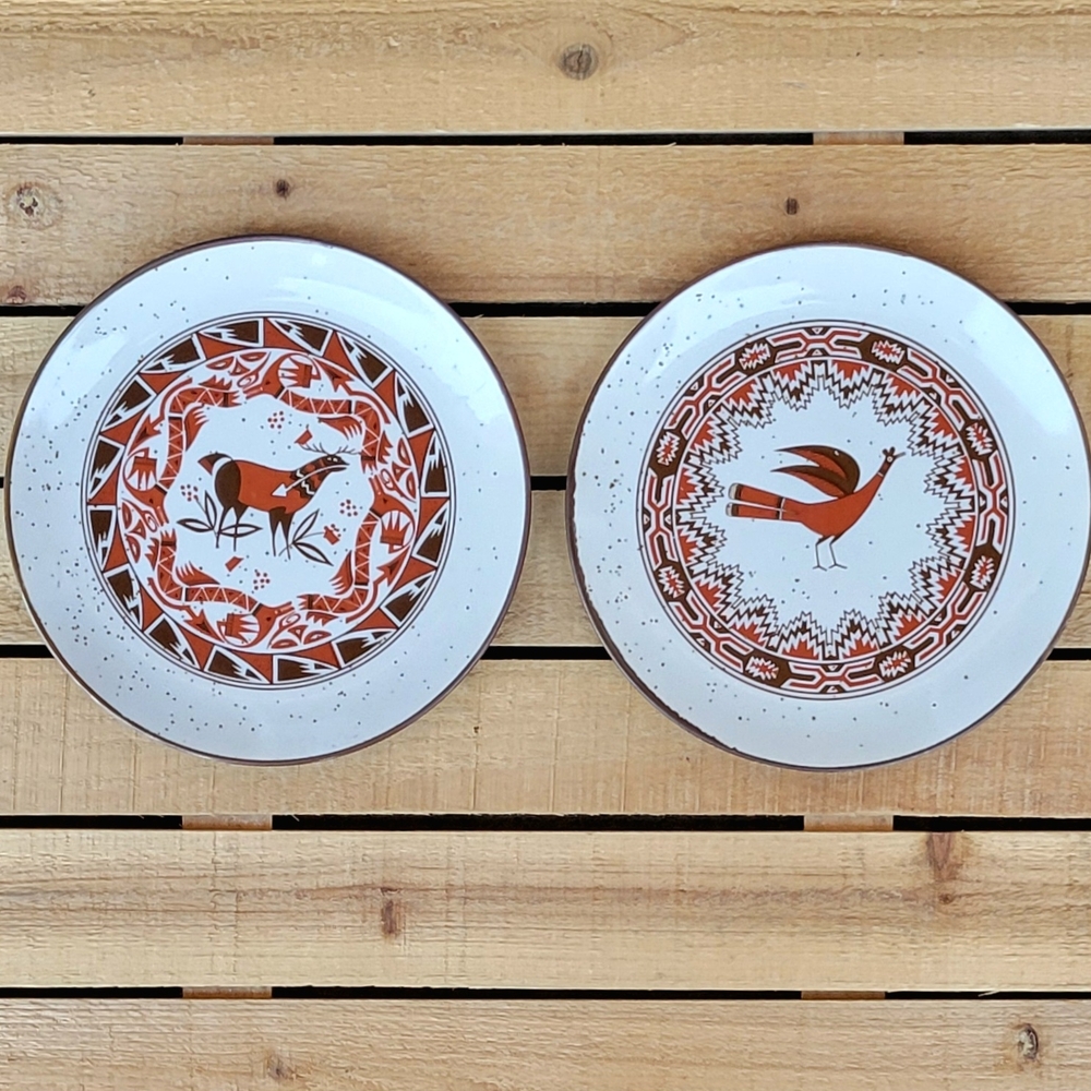 Vintage 1970s Speckled Native American Style Desert/Salad Plates Made In Japan
